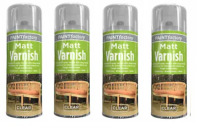 4 X All Purpose Clear Matt Varnish Spray Exterior Interior Waterproof 250ml • £11.99
