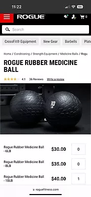 Rogue Rubber Medicine Ball - 10 Lbs Weight - 9.5 Inch Diameter • $30