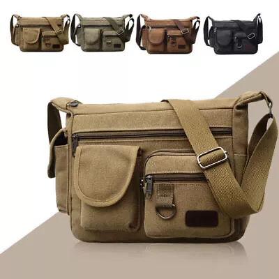 Men's Canvas Cross Body Bag Messenger Shoulder Book Bags School Satchel Vintage • $17.99