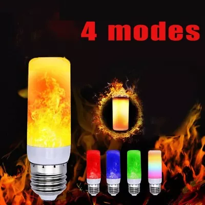 Flame Light LED Lamp 4 Modes Torch Fire Effect Flickering Garden Night • £9.34