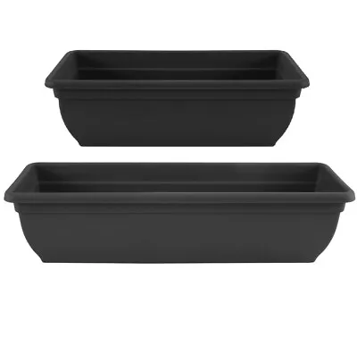 £10.99 • Buy Trough Plant Pot Long Plastic Planter Outdoor Garden Window Herb Flower Box