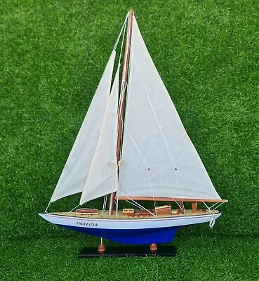 $109 • Buy America's Cup Endeavor Yacht Wood Model Sailboat J-Class 24  Top Home Decoration