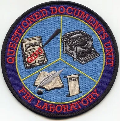 FBI CRIME LAB Washington DC QUESTIONED DOCUMENTS UNIT POLICE PATCH • $17.08