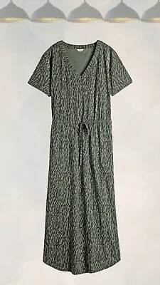 Ex HUSH Women’s Sleeveless Animal Print Knot Waist Midi Dress In Khaki • £21.71