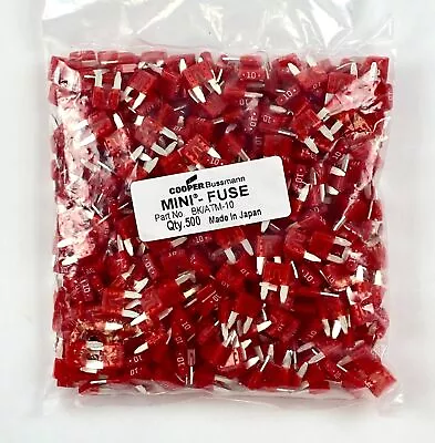 Cooper Bussmann Mini Blade Fuse Red 10 A BK/ATM-10 500-Pack • $48.51