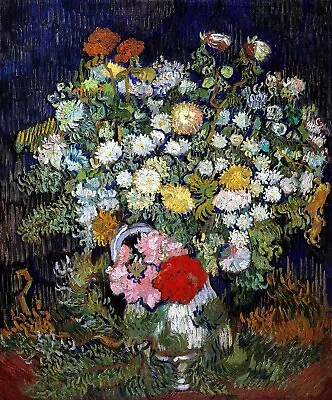 Bouquet Of Flowers In A Vase Painting By Vincent Van Gogh Reproduction • $48.99