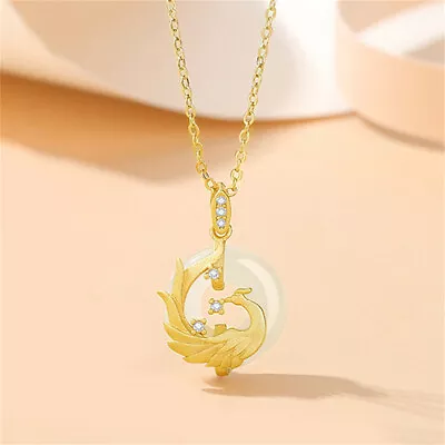 Retro Men Dragon And Phoenix Glass Charm Pendant Necklace Women Jewelry Gift • £14.39