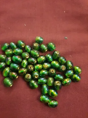£1.99 • Buy Job Lot Of INDIAN Lampwork Green Luster Beads. 50 Loose Beads. 4/5mm . Jewellery