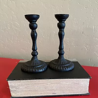 Vintage Set If 2 Wrought Iron Heavy Candle Holder Gothic 6.5” Tall Candleholders • $19.99