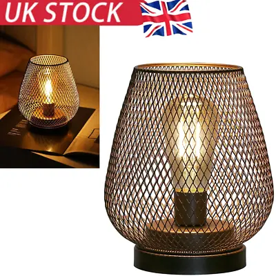 £11.89 • Buy Table Lamp Cordless Bedside Night Light Iron Cage Lantern Edison Bulb Light