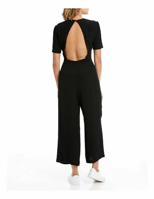 $39.95 • Buy MILK & HONEY Womens Cutout Jumpsuit Size 12 Black Regular Fit Button Front BNWT