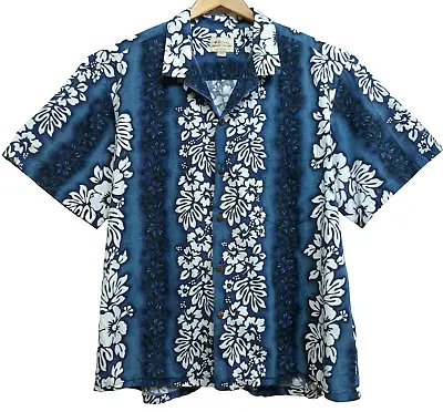 Royal Hawaiian Creations Shirt Men's 3XL Blues And White Lei Aloha Floral Surfer • $17.96
