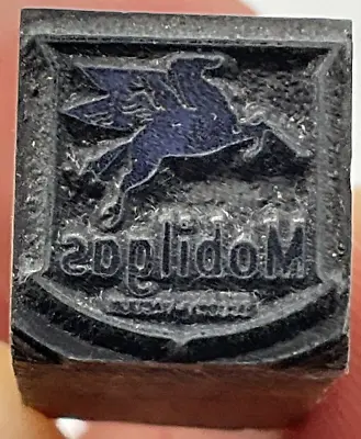 Vintage Mobilgas Letterpress Metal On Wood Stamp Pegasus Oil Gas Advertising  • $49.95