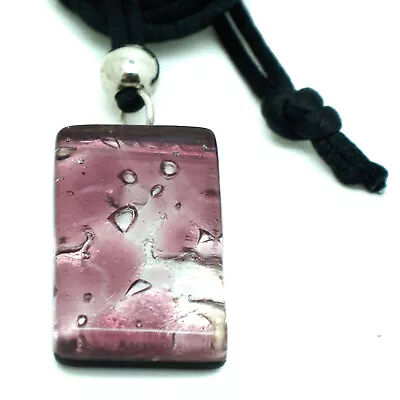 Murano Glass Pendant Purple Silver 3cm X 2cm Handmade Authentic From Venice • £9.95