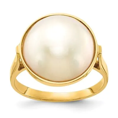 14K Yellow Gold 13-14mm Saltwater Cultured Mabe Pearl Ring Size 7 • $972