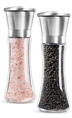 Premium Stainless Steel Salt And Pepper Grinder Shaker Mill Vintage Glass 2 Pack • $12.89