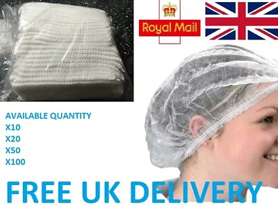 Disposable Mob Caps Hair Net Head Beard Cover Non Woven Double Stitched • £0.99