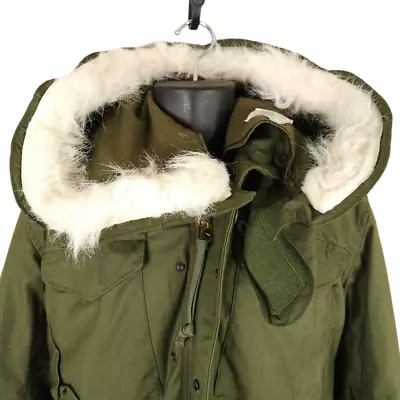 Vintage M65 Cold Weather Jacket Mens Size Small Green 80s Fur Ruff Hood • $179.99