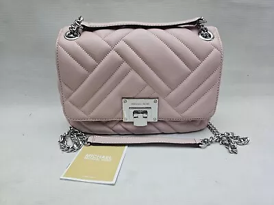 MICHAEL KORS VIVIANNE Medium Shoulder Flap Satchel Pastel Pink Leather NEW$398 • $100