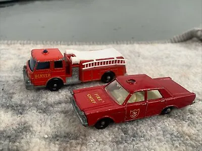 Matchbox Lesney Fire Chief Ford Galaxie & Pumper Truck No 55/59 29 VTG England • $8.99