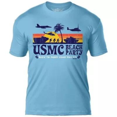 USMC Beach Party Blue T-Shirt- Vintage Amphibious Assault US Marine Corps Shirt • $34.95