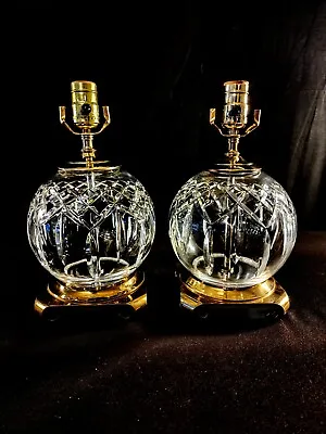 Waterford Lismore Set Of 2 Globe Style Fine Cut Crystal Lamps • $1249.99