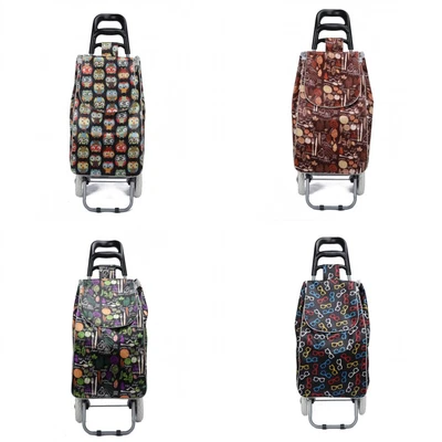 £11.49 • Buy 2 Wheels Lightweight Printed Folding Shopping Trolley Luggage Cart Multi Pattern