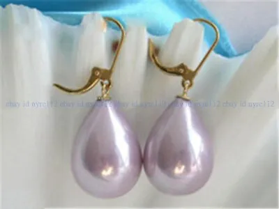 Pretty 12x16mm Real South Sea Shell Pearl Teardrop Leverback Dangle Earrings AAA • $2.84