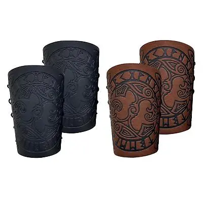 £9.59 • Buy Viking Bracers Medieval Leather Bracers Arm Armor Gauntlet Wristband Arm Guards