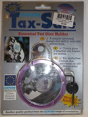 Tax Safe - Oxford Products Round Tax Disc Holder Purple Colour - BC12375 -  T • $19.88