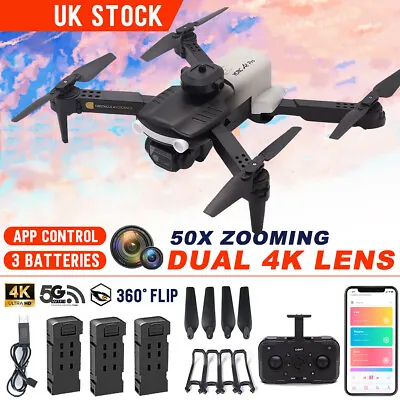 A6 Pro Drones GPS WIFI FPV 4K HD Camera 3 Battery Foldable Selfie RC Quadcopter • £27.99