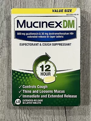 Mucinex DM 12-Hour Expectorant And Cough Suppressant Tablet 68 Count Exp 2025 • $24