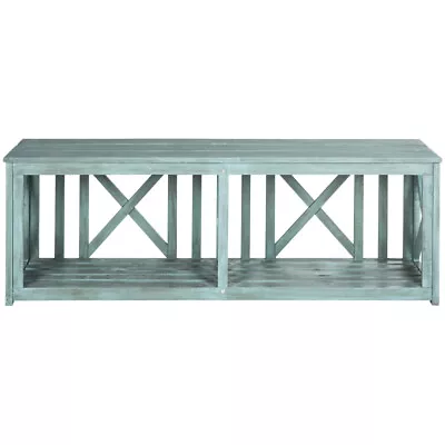SAFAVIEH Outdoor Collection Branco Bench | Beach House Blue | • $163.99