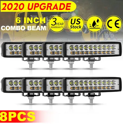 8x 6 INCH LED WORK LIGHT SLIM BAR SPOT BEAM OFFROAD DRIVING FOG 4WD LAMP UTE SUV • $43.69