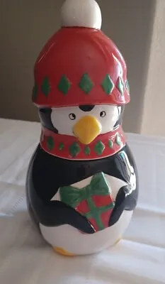 Penguin Christmas Cookie Jar Holiday Winter MSRF INC. Studio Ceramic  • $15.99
