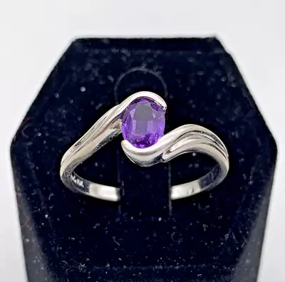 Vintage 14k White Gold & Amethyst Shane Co. Elegant Solitaire Ring / Size 9.25 • $214.99