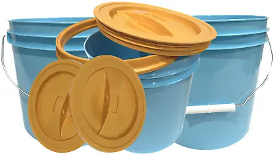 2 Gallon White Food Grade Bucket Pail With Screw On Lid Aqua Color (Pack Of 3) • $39.77