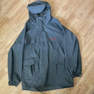 STEARNS Vtg Dry Wear Men's Med  Grey & Red Wind Rain Jacket Hooded Bill Pockets • $19.99