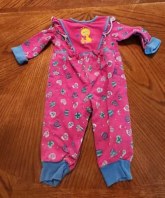 Vintage Sesame Street Babies Bubble Romper 12 Months Pink Embroidered Big Bird • $14.99