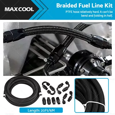 8AN E85 Stainless Steel Braided PTFE Fuel Line Hose Swivel Fittings Kit 20FT 6M • $132.89