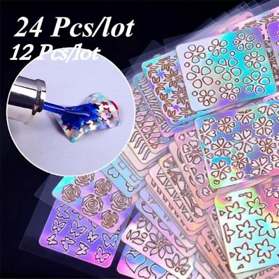 Templates Nail Stamping Plates Nail Art Hollow Stickers Transfer Laser Stencil • £2.83