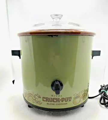 Vintage Rival Crock Pot Slow Cooker Model 3100/2L 3.5 Qt. Avocado Green Tested • $34.85