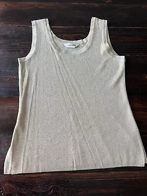 Exclusively Misook M Gold Knit Sleeveless Tank Top Metallic Shimmer Wrinkle Free • $22