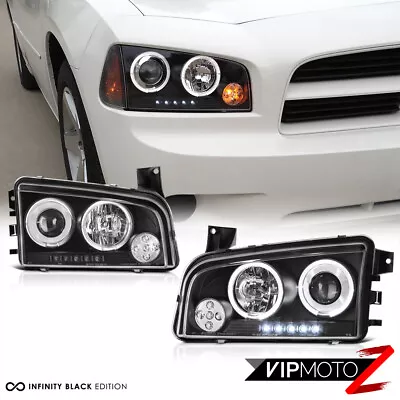 For 06-10 Dodge CHARGER Halo Angel Eye LED Projector Black Headlight Signal Lamp • $140.66