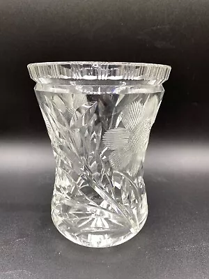 Vase Dartington Crystal Cut Glass Heavy Chunky Flower Design 6.5 Inches Tall • £26.97