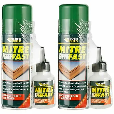 2 X Mitre Fast Instant Bonding Adhesive Kit 50 G 200 Ml Activator Bond Glue • £15.99