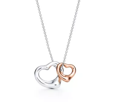Tiffany & Co. Elsa Peretti Mini Open Heart Pendant 18k RG & 925 16” Necklace • $300