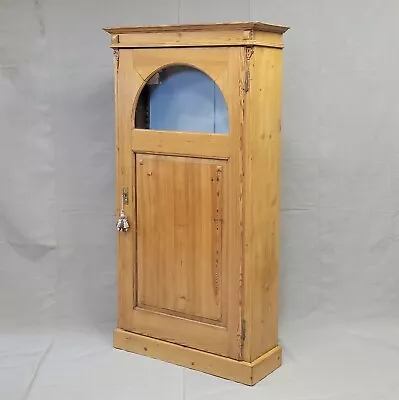 Antique Dutch Pine Single Door Bookcase Cabinet With Glass Inset • $1995