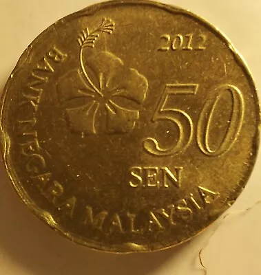 WORLD COINS: 2012 Malaysia 50 Sen Coin. • $25