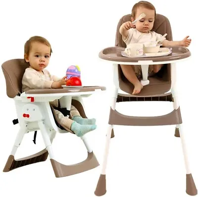 High Chairs For Baby Feeding Foldable Adjustable Height 6 Months Plus Tray Belt • £39.99